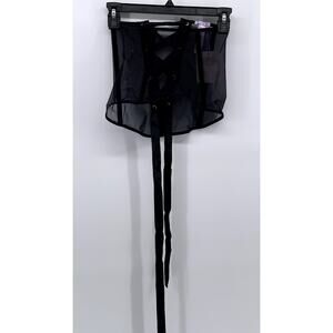 SAVAGE X FENTY Women's Black Mesh Wallflower Lace-Up Skirt SZ XS